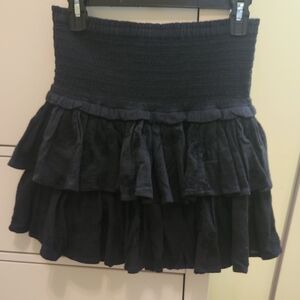 Black Smocked Tiered Mini Skirt